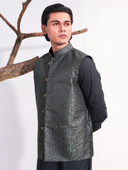 Men's Premium Black Jacquard Waistcoat