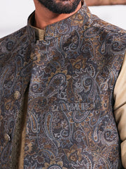 Men's Premium Waistcoat with Woven Paisley Design