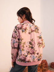 Chic Floral-Print Bomber Jacket for Women