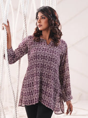 Plum Whisper Chiffon Tunic Top