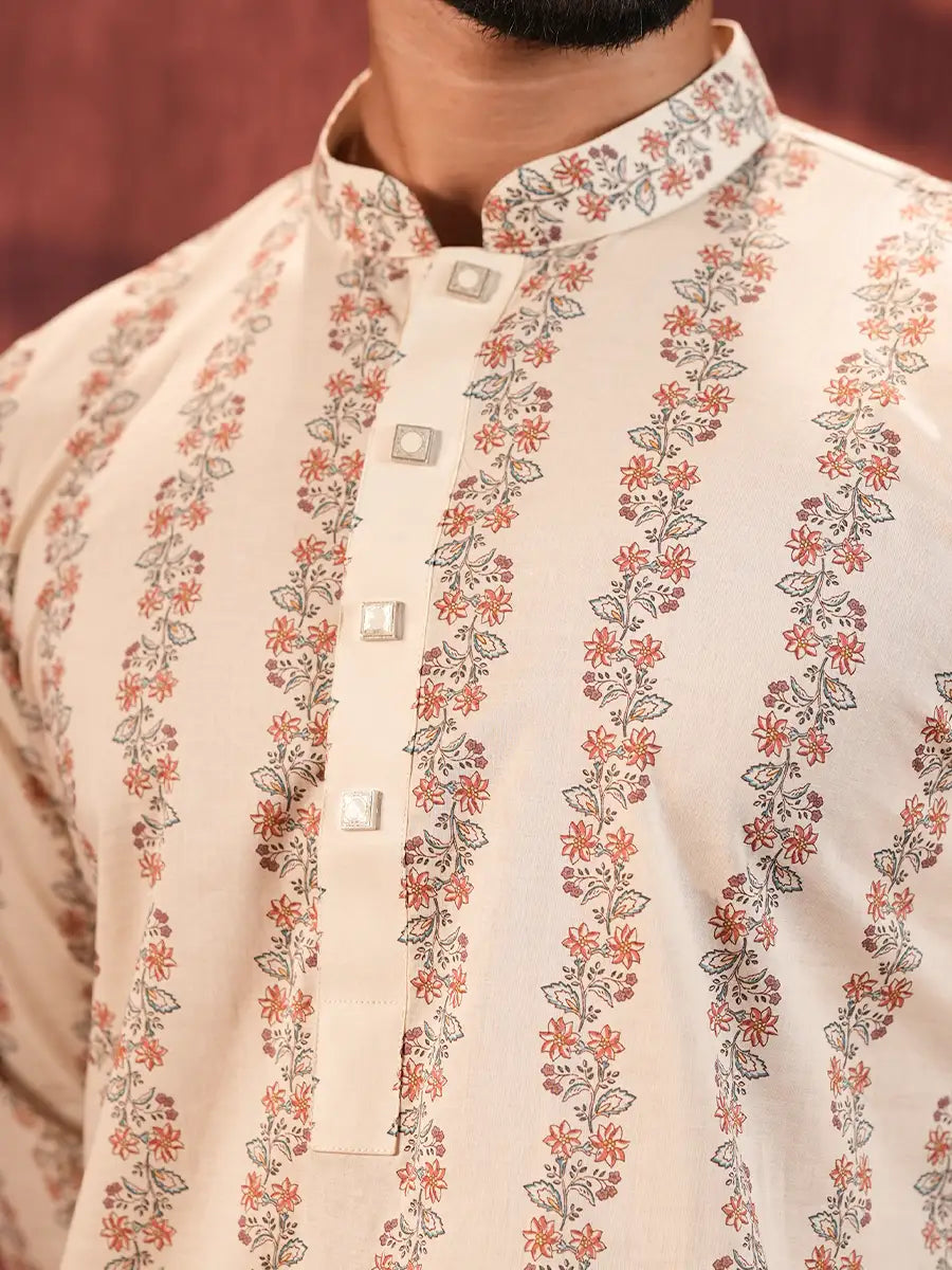 Men's Digital  Printed Cotton Panjabi