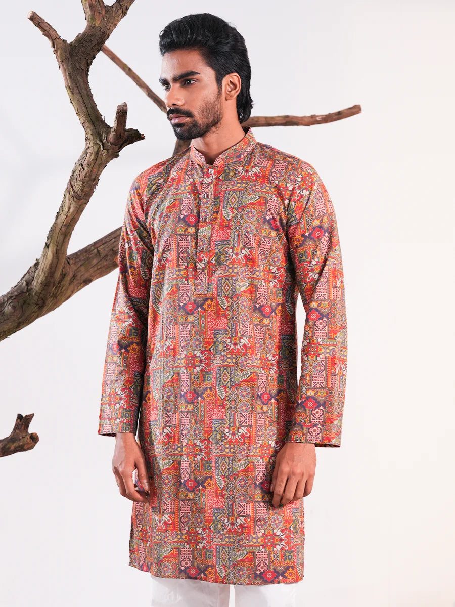 The Ethnic Fusion Digital Print Cotton Panjabi