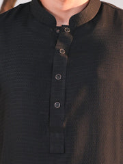 Men's Premium Black Jacquard Panjabi