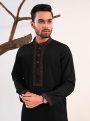 Men's Premium Black Embroidered Panjabi