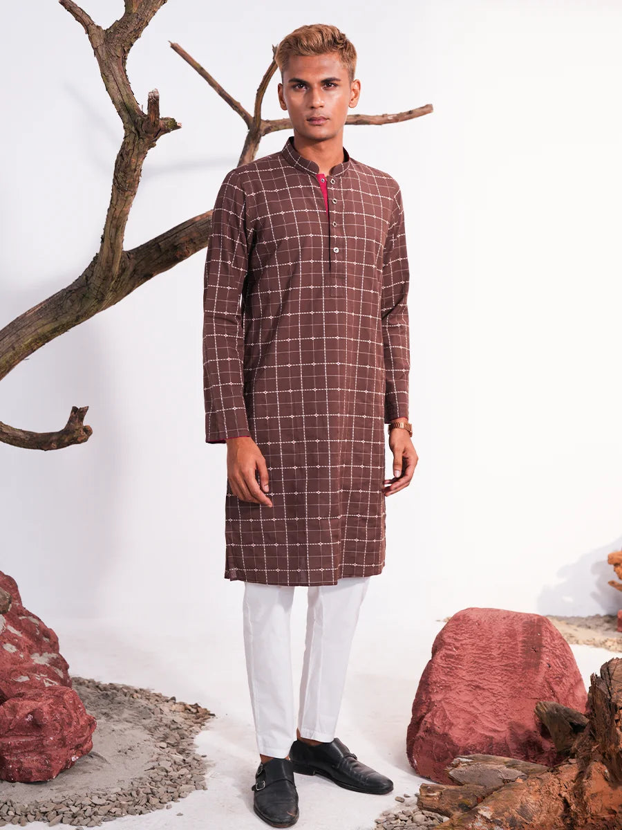 The Urban Grid Cotton Jacquard Panjabi