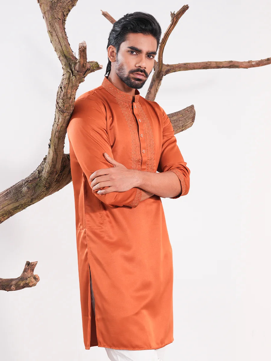 The Chanderi Rust Luxury Panjabi