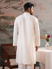 Classic White Zen Panjabi with Snap Buttons