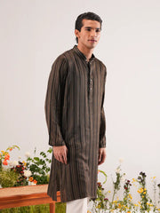 Onyx & Bronze Geometric Jacquard Panjabi