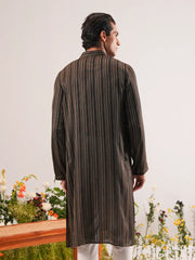 Onyx & Bronze Geometric Jacquard Panjabi
