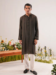 Onyx & Bronze Geometric Jacquard Panjabi