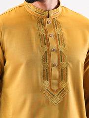 Saffron Gold Tonal Embroidered Panjabi