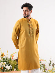 Saffron Gold Tonal Embroidered Panjabi