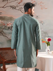 Men's Premium Cotton Jacquard Embroidered Panjabi