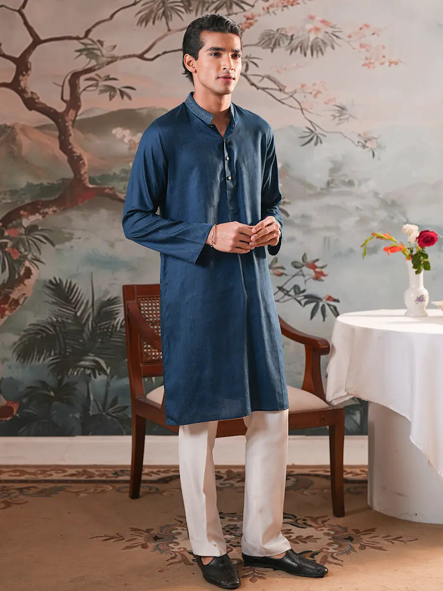 Men's Premium Bamboo Jacquard Embroidered Panjabi