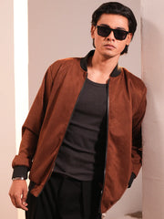 Classic Suede Velvet Bomber Jacket – Premium Winter Edition