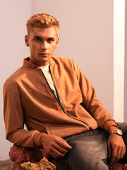 Classic Suede Velvet Bomber Jacket – Premium Winter Edition