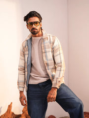 Men’s Soft check Taffeta-Lined Casual Jacket