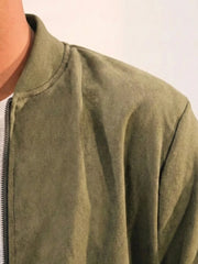 Dual-Mode Reversible Suede Velvet Bomber Jacket