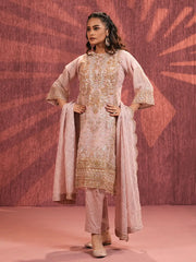 Pink Wood Heritage Embroidered Kurta Set with Dupatta