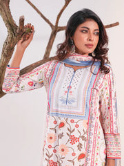 Ivory Bloom Digital Printed Crepe Silk 3-Piece Suite