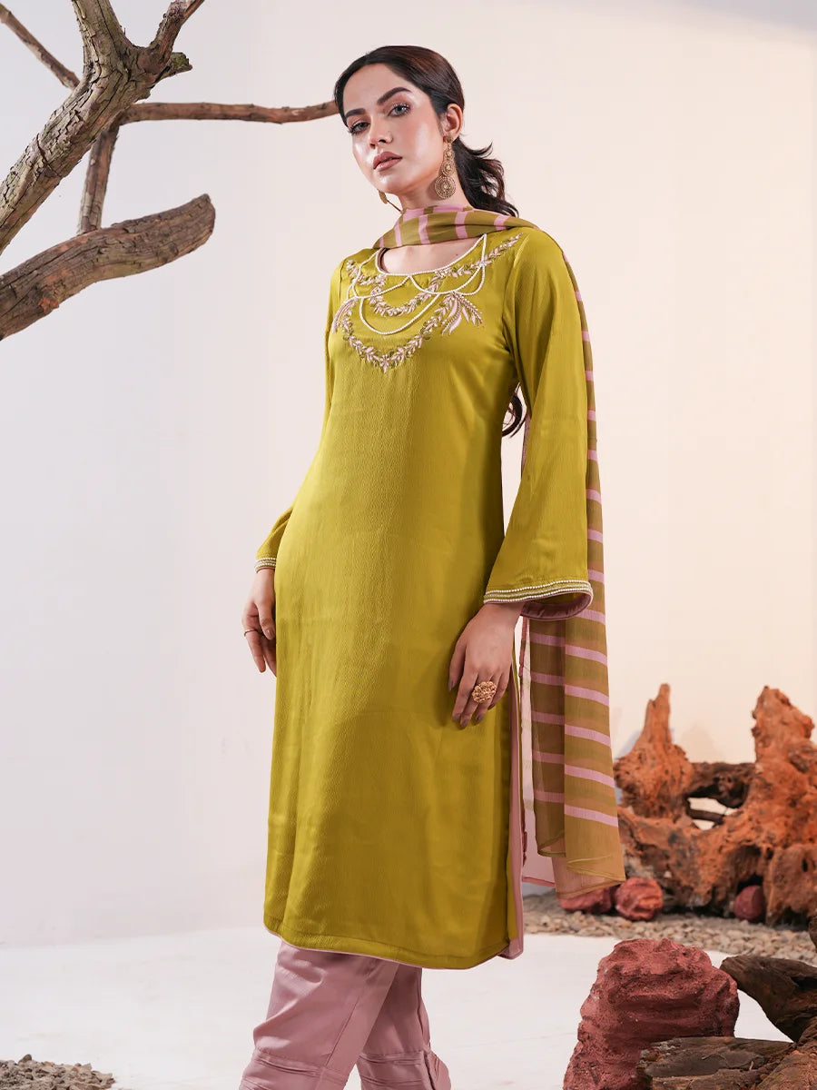 Zardozi Work Salwar Kameez with Digital Printed Dupatta Set