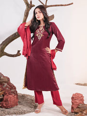 Regal Maroon Zardozi Embroidered Silk Kurta Set