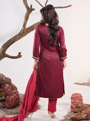 Regal Maroon Zardozi Embroidered Silk Kurta Set