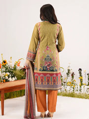 Olive Oasis Digital Printed Shamuk Silk Ensemble