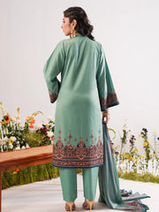 Sage Serenity Digital Printed Shamuk Silk Ensemble