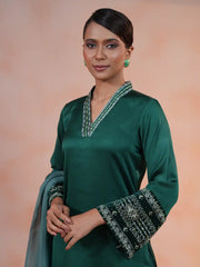 Emerald Opulence Zardozi Crepe Silk Suit Set
