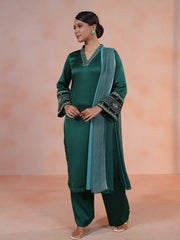 Emerald Opulence Zardozi Crepe Silk Suit Set