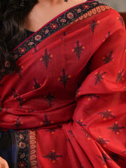 Crimson Heritage All-Over Digital Printed Half-Silk Saree