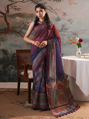 Royal Dusk Shaded Digital Printed Half-Silk Saree