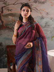 Royal Dusk Shaded Digital Printed Half-Silk Saree