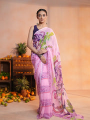Orchid Oasis Floral Saree