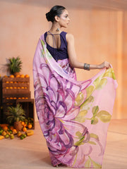 Orchid Oasis Floral Saree
