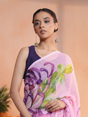 Orchid Oasis Floral Saree