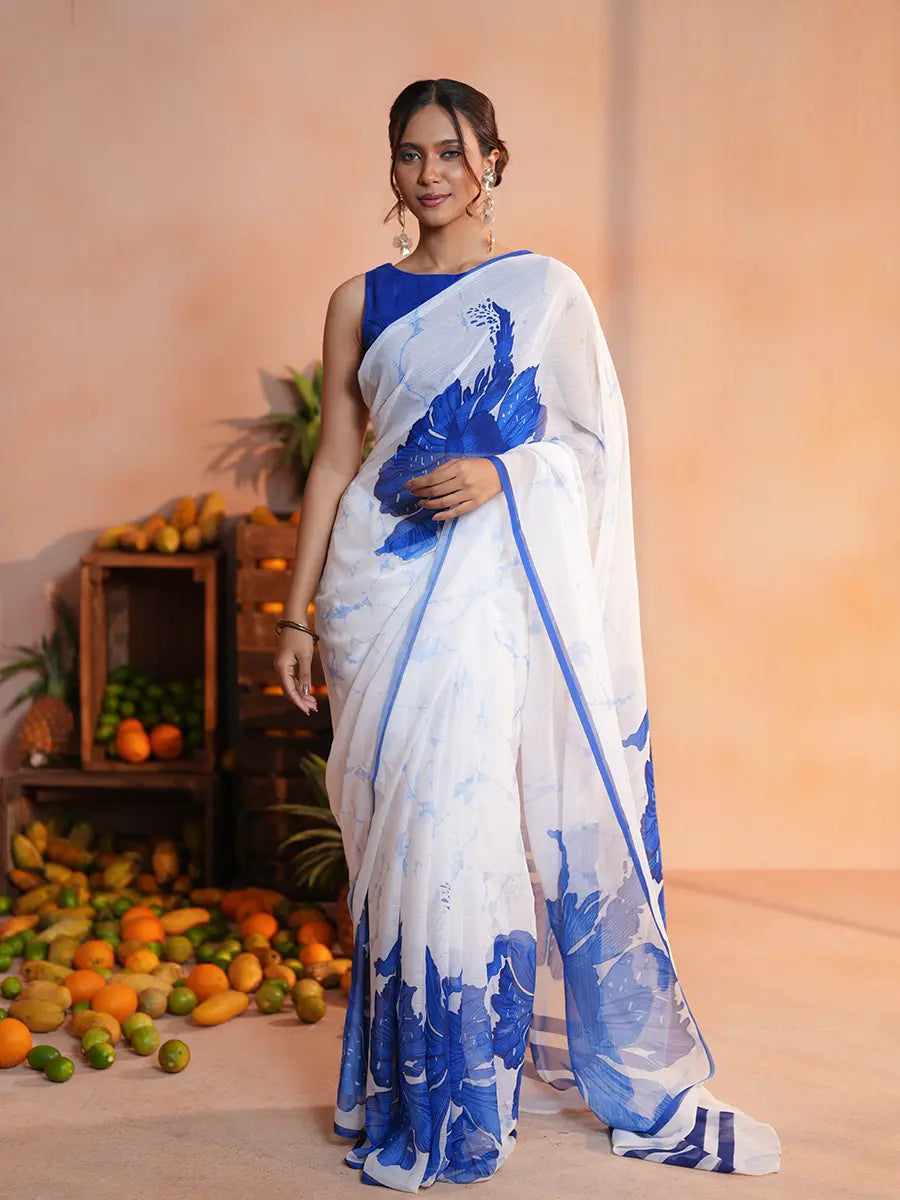 Sapphire Bloom Digital Printed Saree