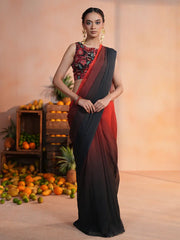 Crimson Charcoal Ombre Saree