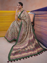 Royal Paisley Glass Work Saree