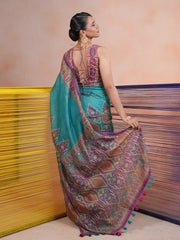 Royal Paisley Bloom Glass Work Saree
