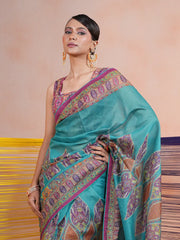 Royal Paisley Bloom Glass Work Saree