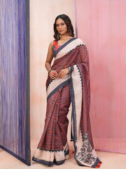 Vintage Mauve Glass Work Saree