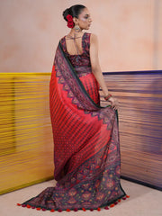 Mayura Crimson Glass Accent Saree