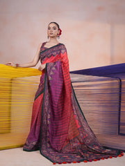 Mayura Crimson Glass Accent Saree