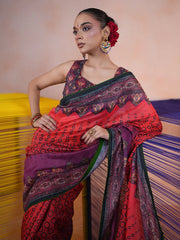 Mayura Crimson Glass Accent Saree