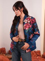 Midnight Bloom Women’s Bomber Jacket