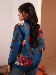 Midnight Bloom Women’s Bomber Jacket