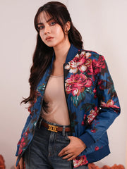 Midnight Bloom Women’s Bomber Jacket
