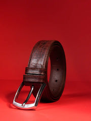 Croc-Embossed Premium Leather Belt